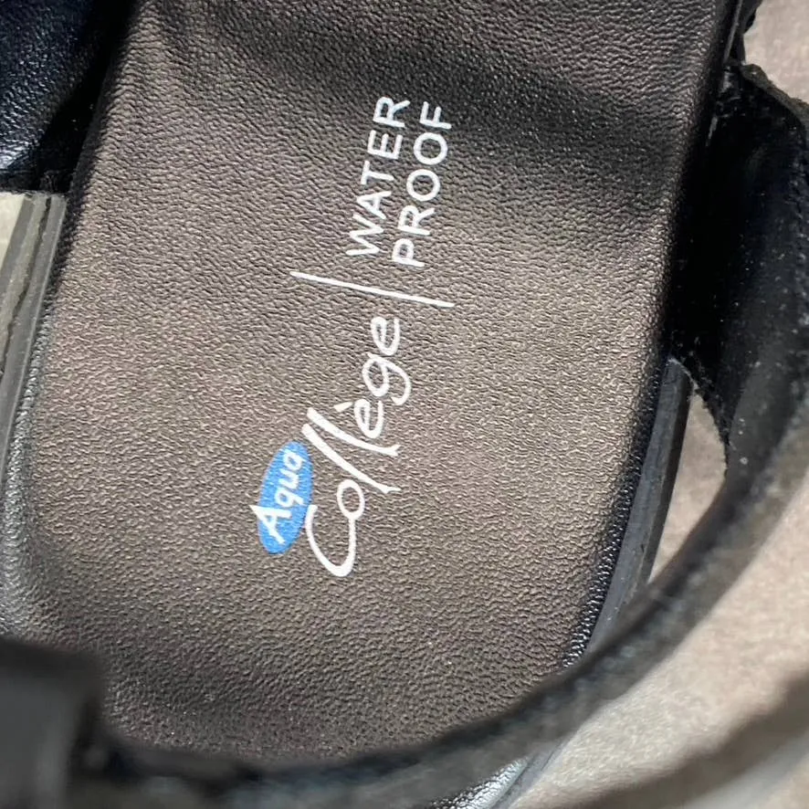 AQUA COLLEGE Women's Black Hannah Waterproof Lug-Sole Strappy Sandals SZ 8