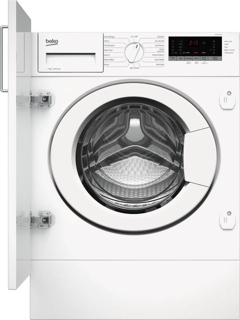 Beko WTIK74151F 7kg 1400rpm Integrated RecycledTub Washing Machine - White