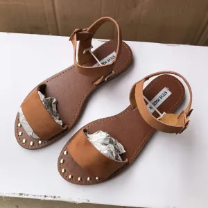 Chicvane Ankle Buckle Strappy Rivet Summer Flat Sandals