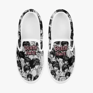 Death Note L Black White Kids Slip Ons Anime Shoes