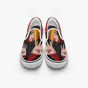 Deidara Naruto Slip Ons - Red & Brown Design for Anime Fans