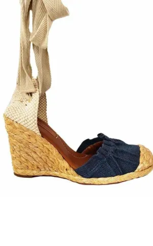 Denim Platform Wedge Sandal