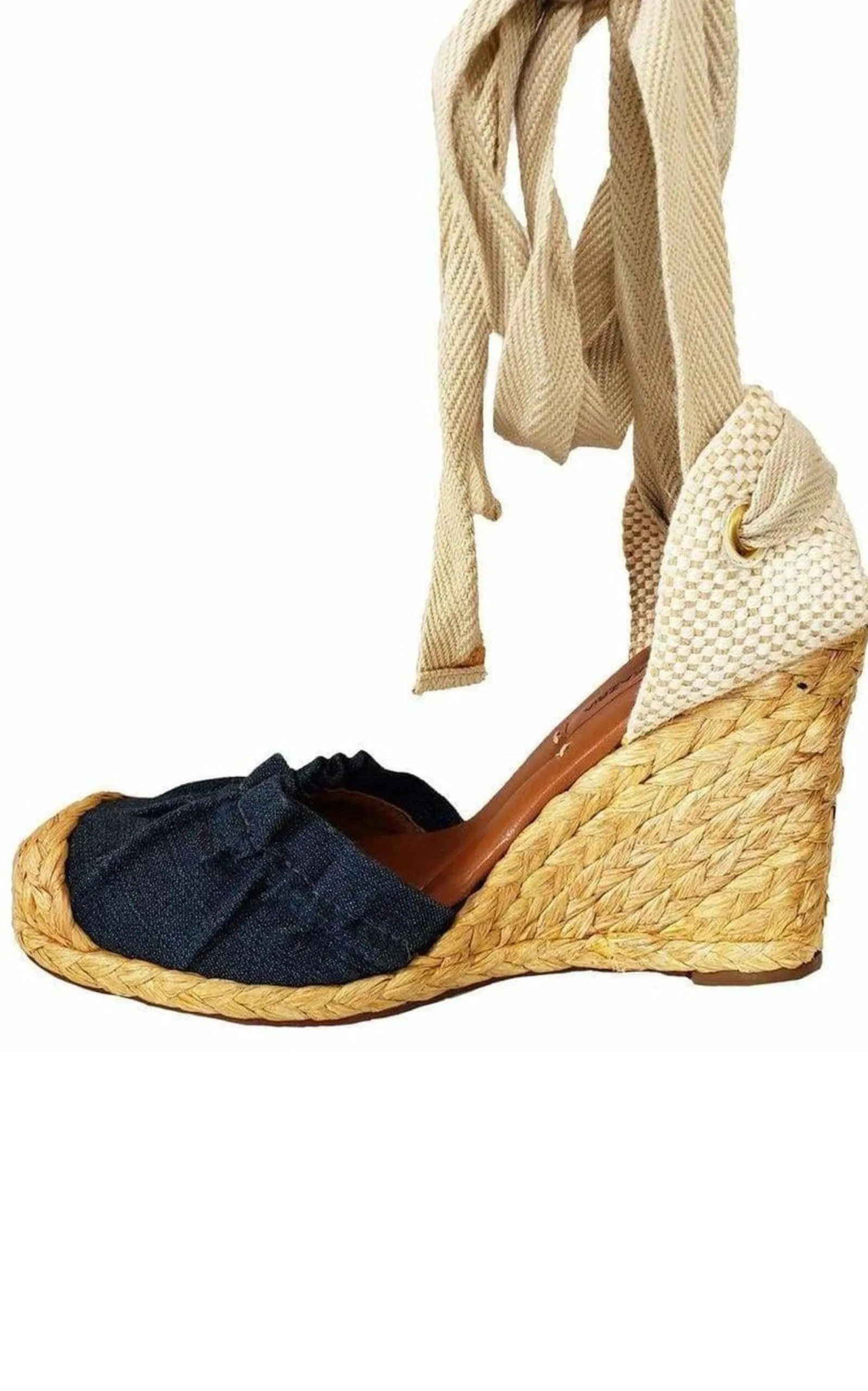 Denim Platform Wedge Sandal