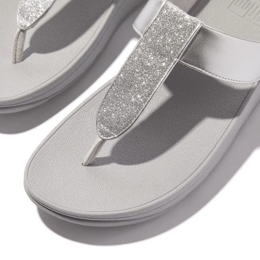 FitFlop FINO Glitterdust Metallic Toe Post Sandals In Silver