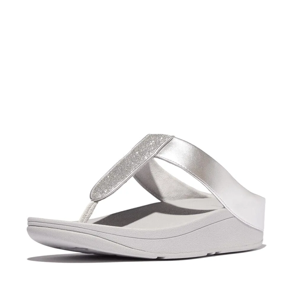 FitFlop FINO Glitterdust Metallic Toe Post Sandals In Silver
