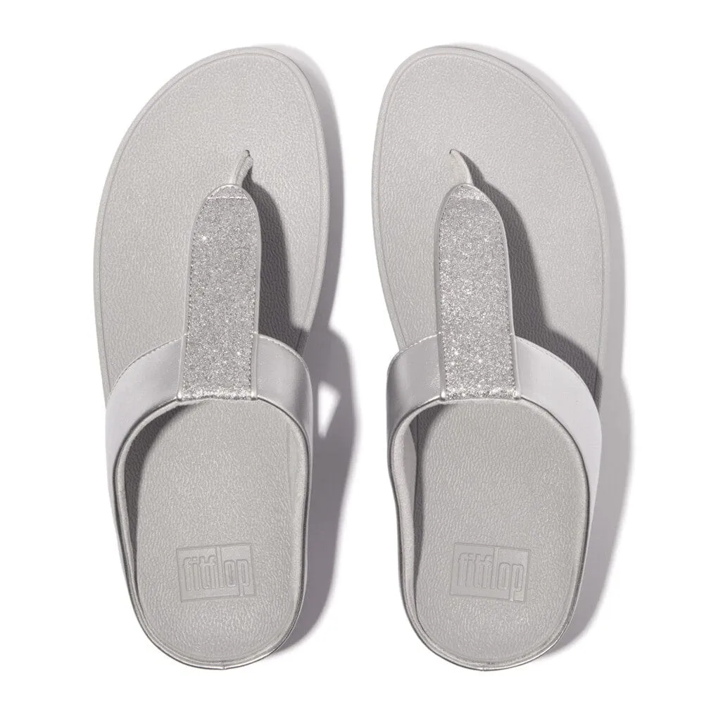 FitFlop FINO Glitterdust Metallic Toe Post Sandals In Silver