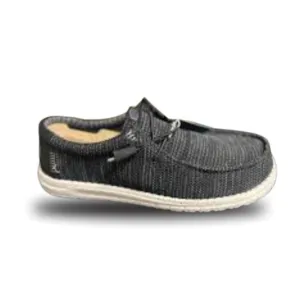 Hey Dude Wally Stretch Sox, Men’s Shoes, Men's Slip-on Loafers, Black/White
