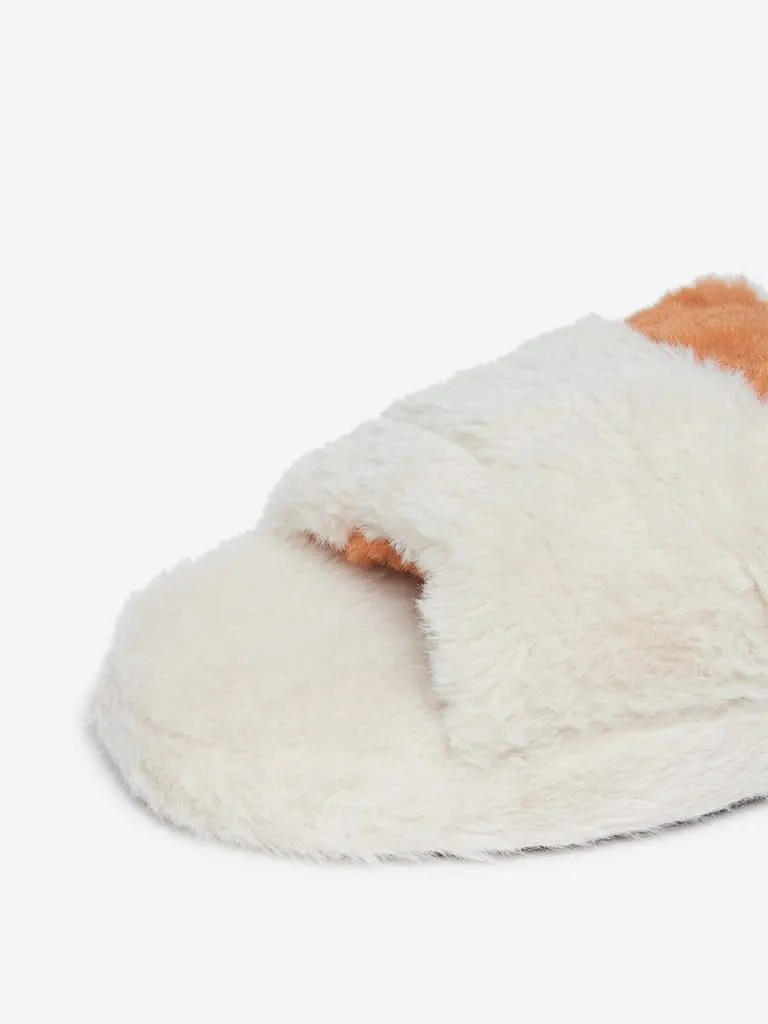 LUNA BLU Beige Faux-Fur Slides