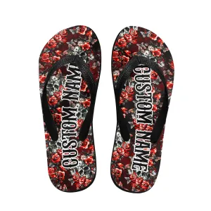 Skull Rose Gothic Pattern Flip Flops for Women Beach